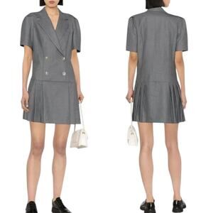 Sandro - NWT, Women's 'Meloni' Double-Breasted Dress - Gray, Size 40 FR, 8 US